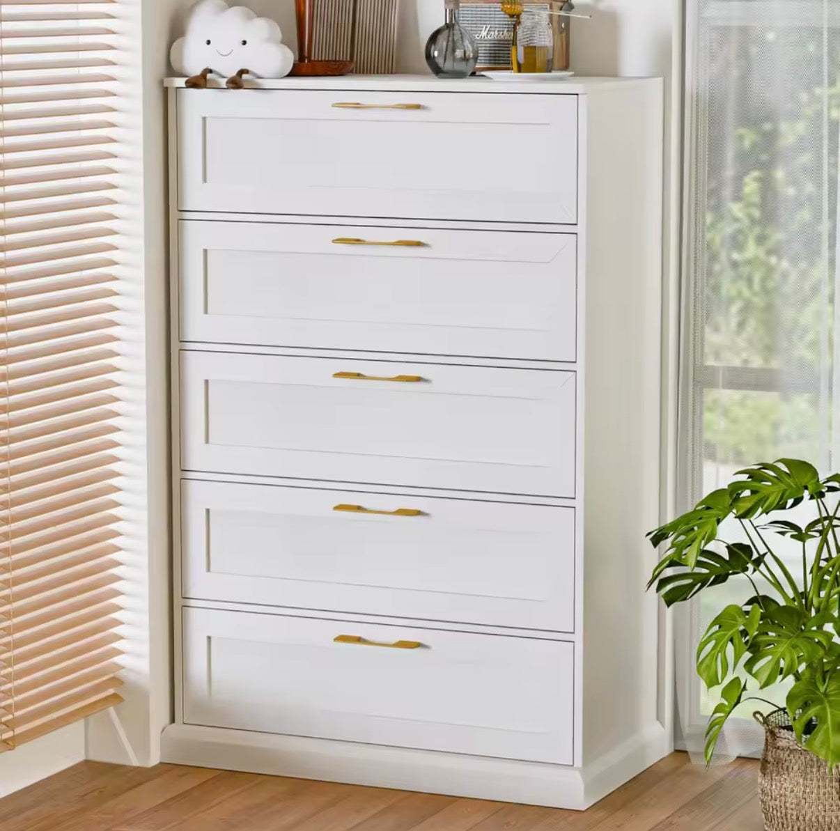 White 5 Drawer Bedroom Dresser 47 Inch Tall