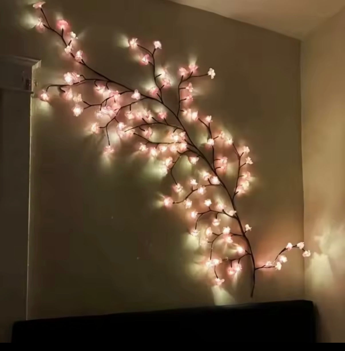 Artificial pink cherry flower lights