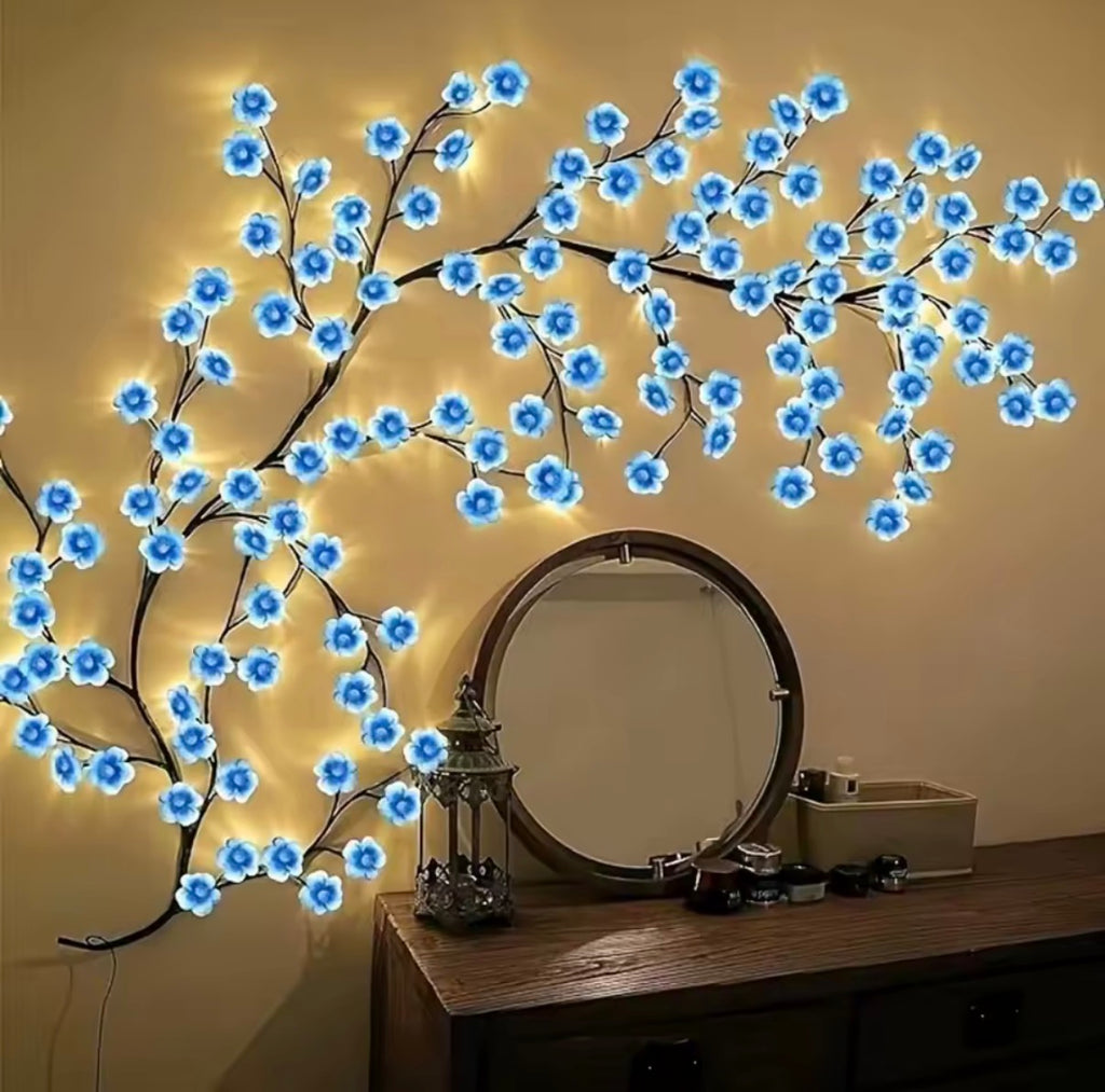 Artificial blue flower lights