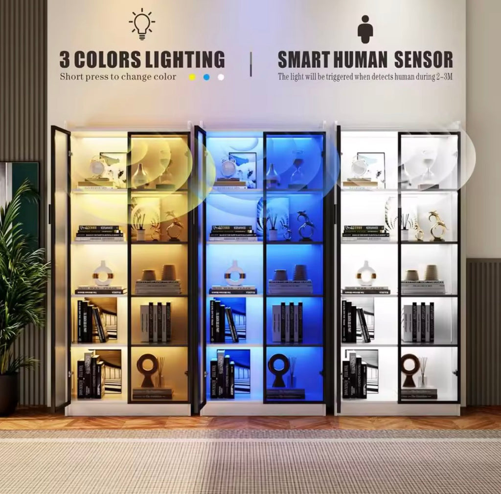 White Tall Bookcase (LED)