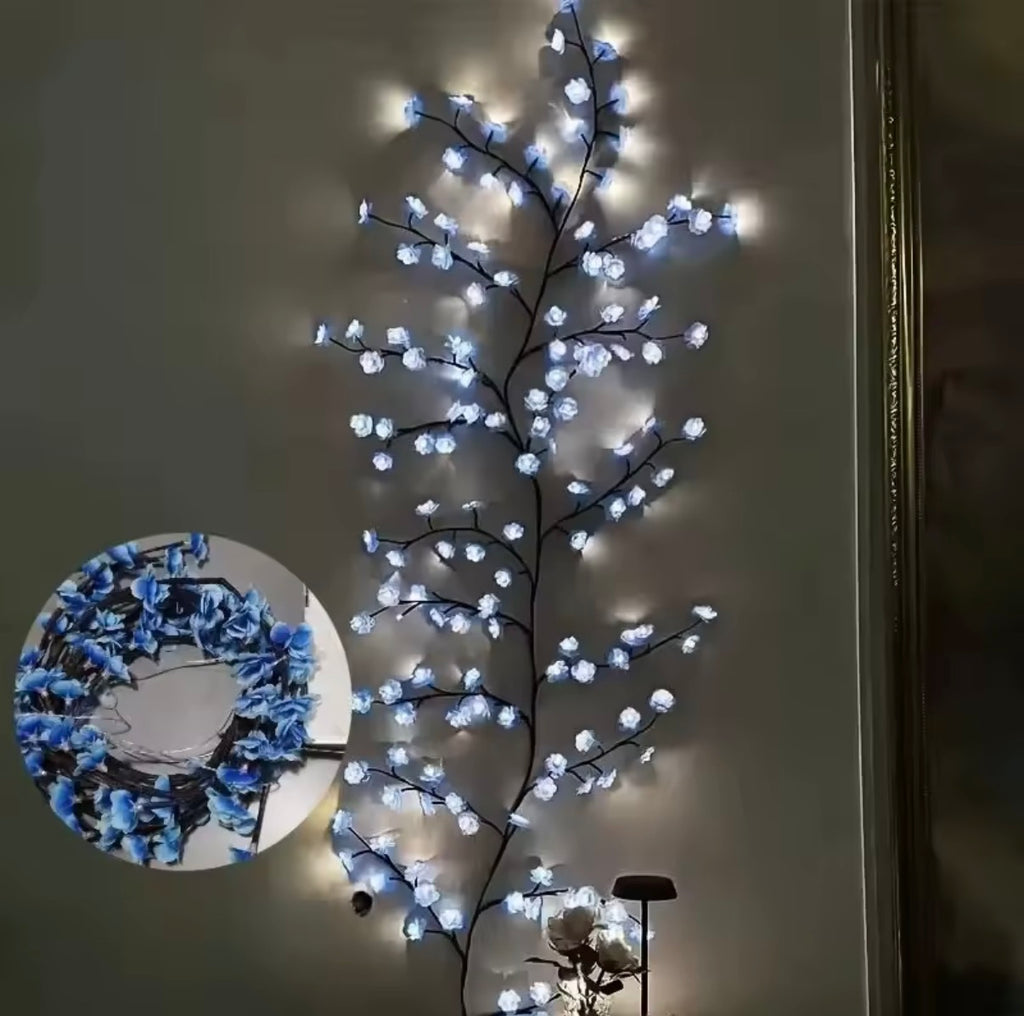 Artificial blue flower lights