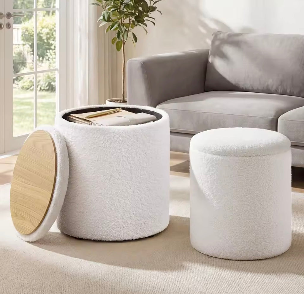 Round Storage Ottoman set of 2