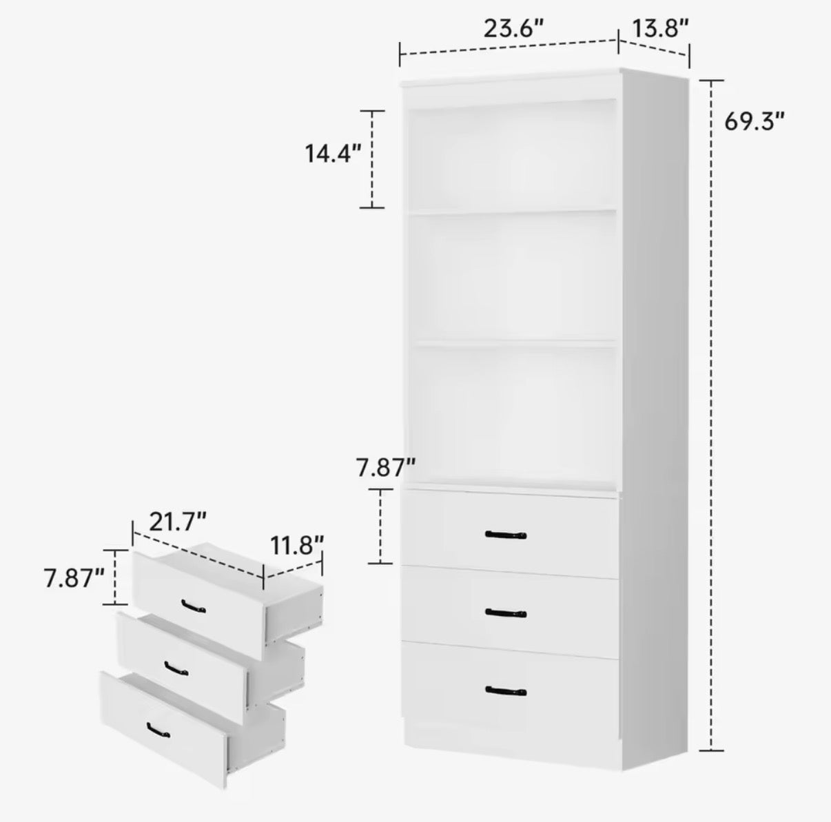 Tall Book Shelf with Storage Space, Wooden Storage